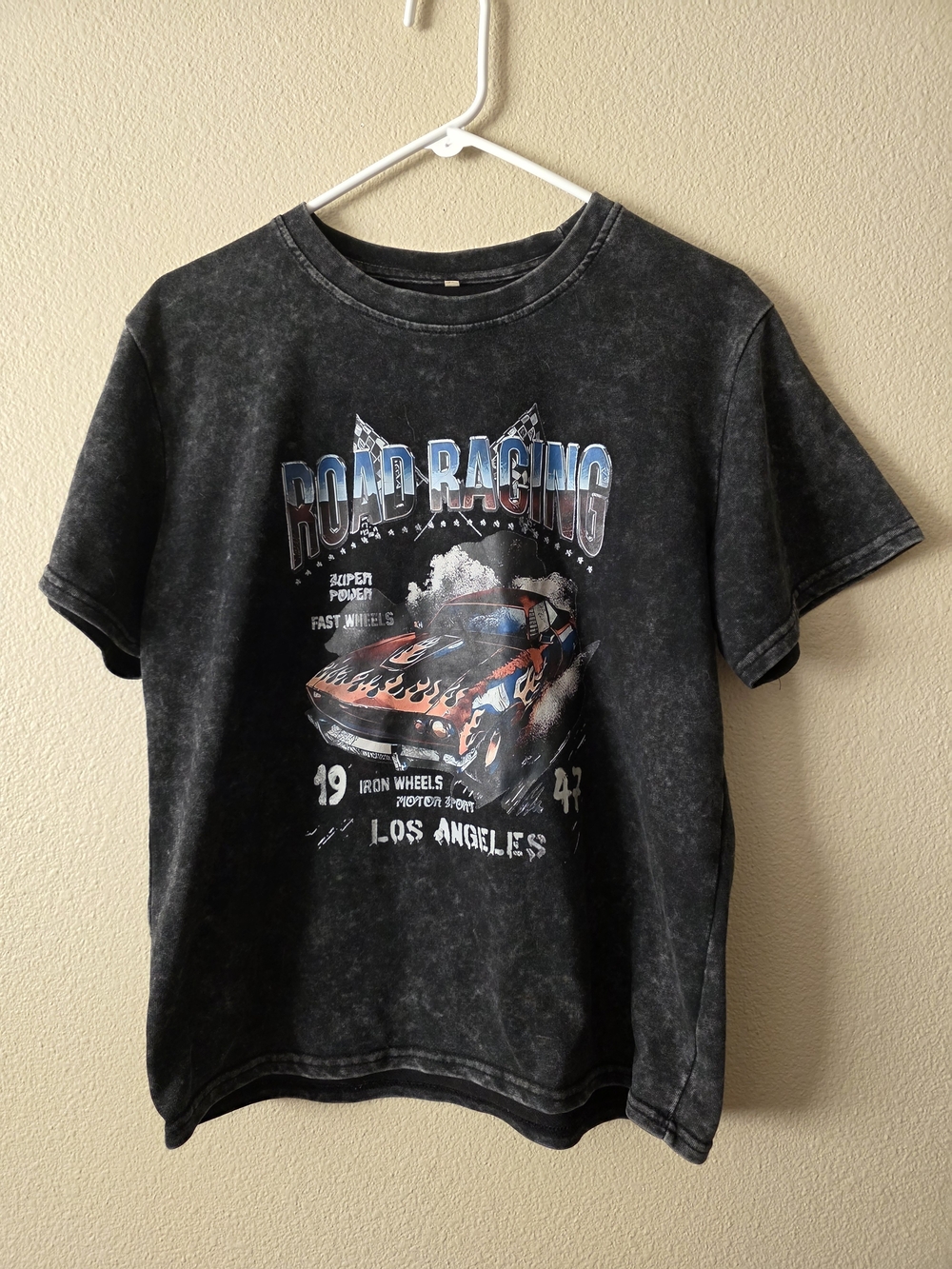 Mens Black 'Road Racing' Graphic Tee